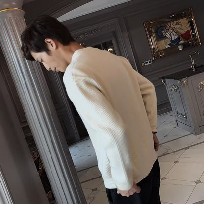 Winter Herren Cardigan Unifarben Langarm – Vielseitig für Alltag und Winter