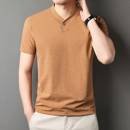 Herren Sommer T-Shirt mit Reißverschluss am Kragen – Kurzarm Normale Passform