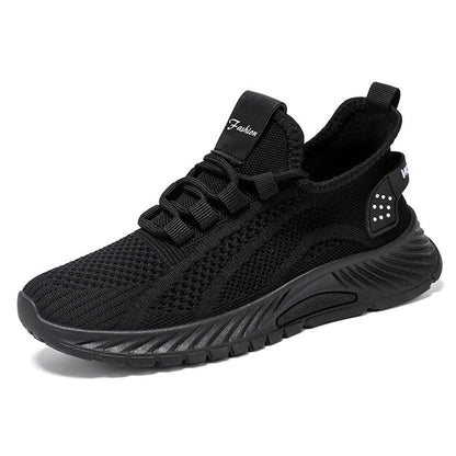 Women's lace-up running sneakers with flat sole and breathable upper
