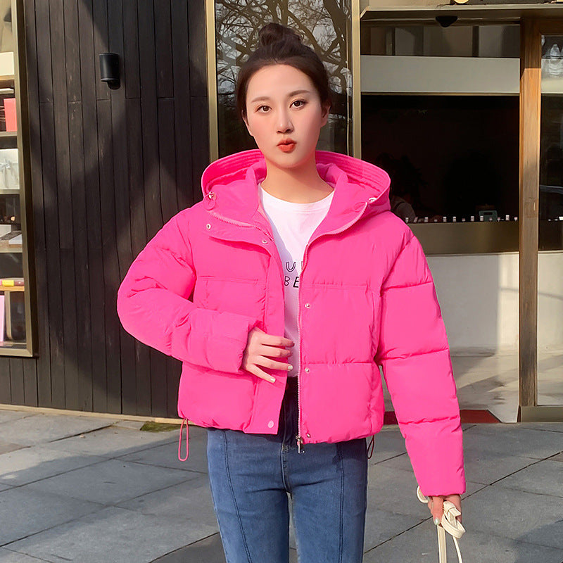Damen Winter Kurz-Daunenjacke mit Kapuze und Reißverschluss