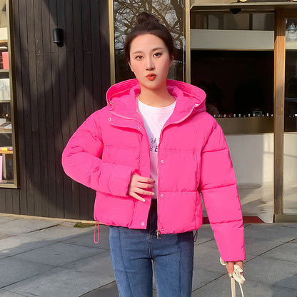 Damen Winter Kurz-Daunenjacke mit Kapuze und Reißverschluss