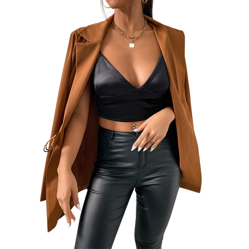 Damen Strickjacke im Slim Fit mit Reverskragen und Color-Block Design