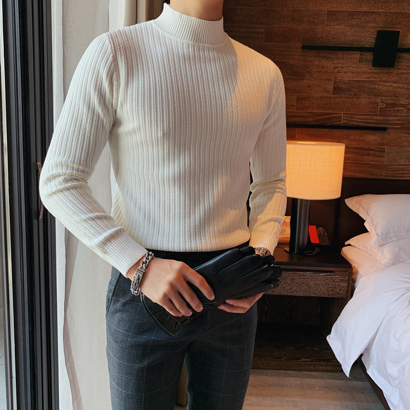 Men's Sweater Solid Color Classic Collar Long Sleeve – Cotton Blend