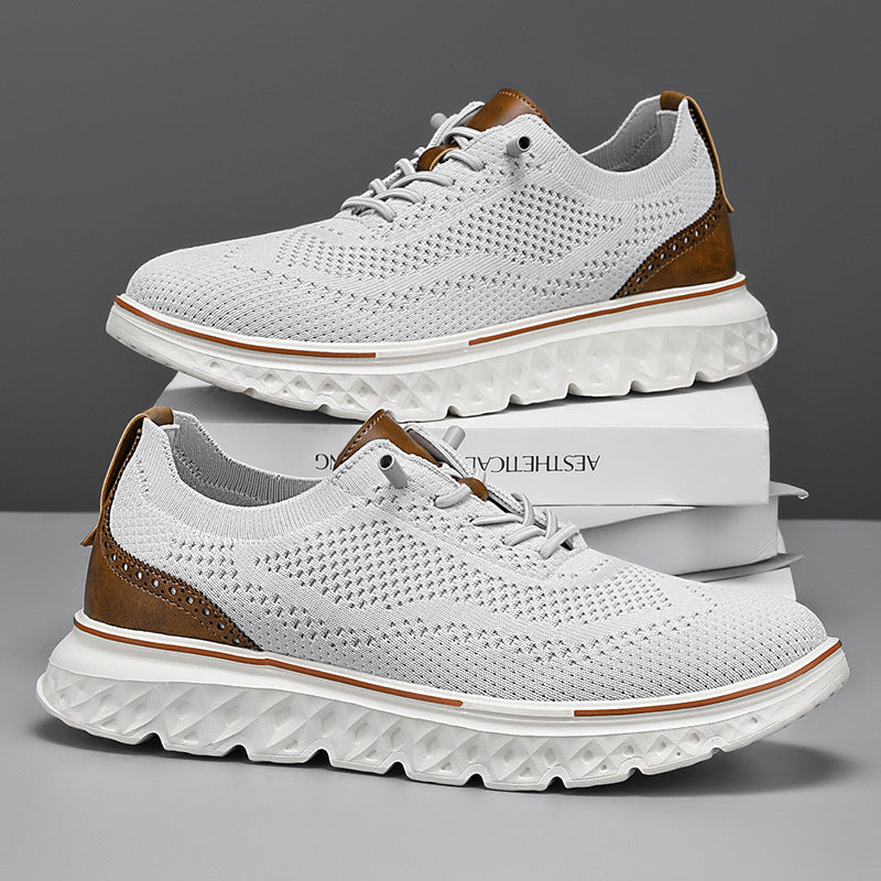 Leichte Herren-Sneaker Mit Niedrigem Schaft, Obermaterial Aus Mesh, Flache Ferse