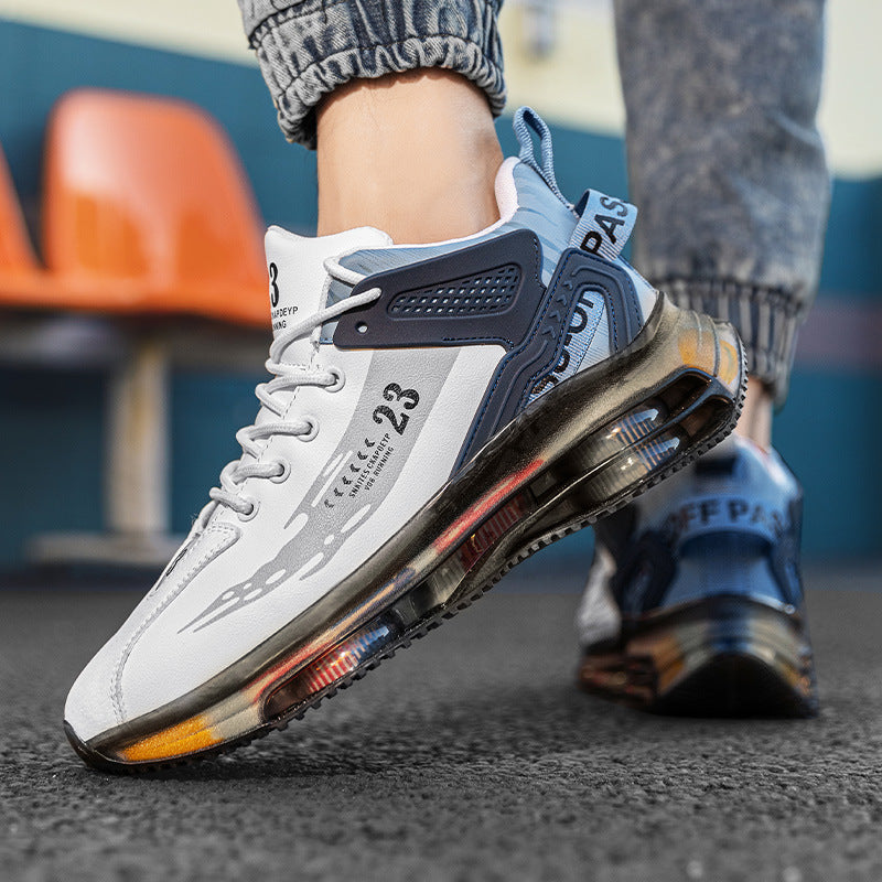 Herren Laufschuhe Mesh Atmungsaktive Sportsneaker mit dicker Sohle