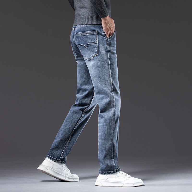 Herren-Stretchhose, Gerade Geschnitten, Mittelhoher Bund, Lockere Passform