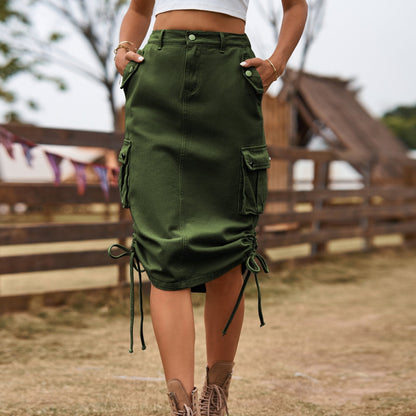 Women's A-line midi skirt with lacing and shaping silhouette