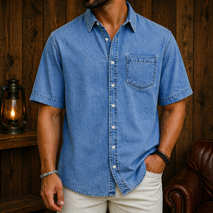 Herren Kurzarm Hemd mit Knopfleiste – Relaxed Fit
