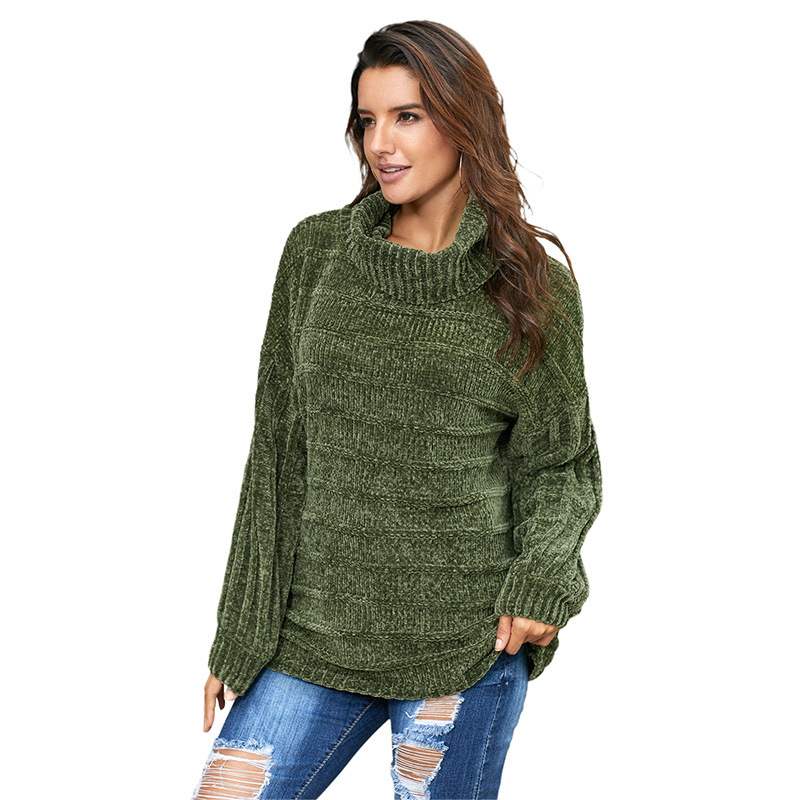Women's Winter High-Neck Sweater Solid Color Long Sleeve