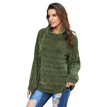 Women's Winter High-Neck Sweater Solid Color Long Sleeve