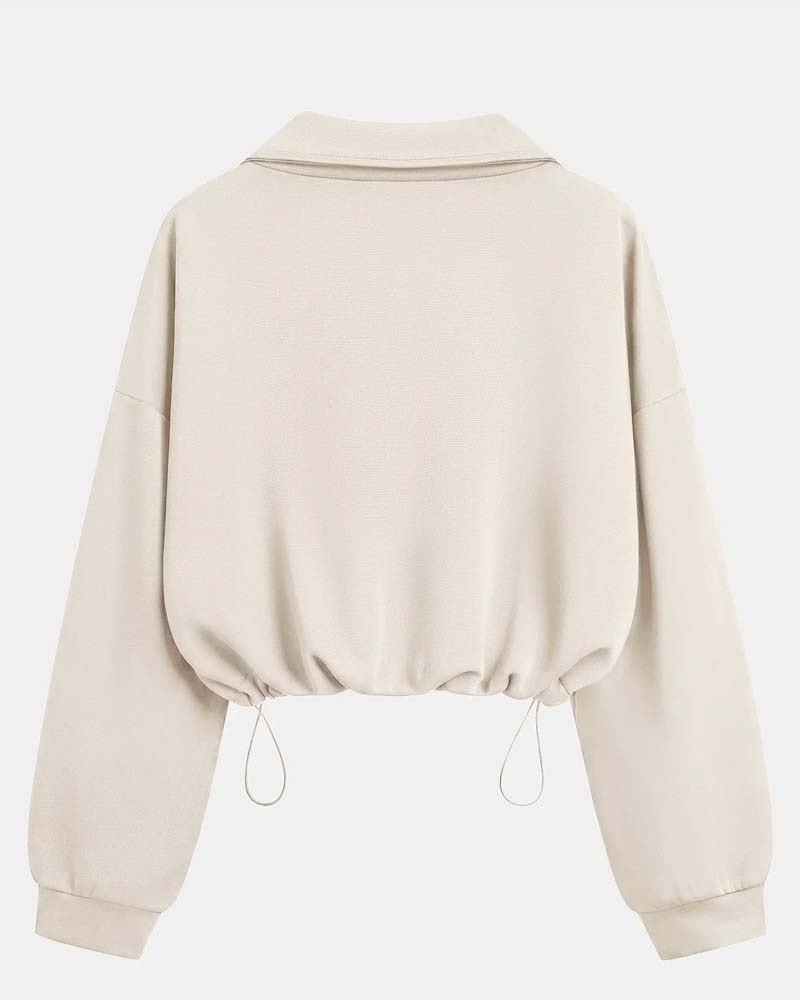 Bequemes Sweatshirt mit langen Ärmeln und durchgehendem Reissverschluss