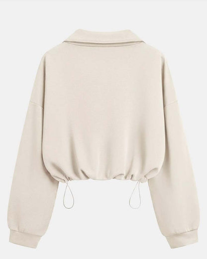 Bequemes Sweatshirt mit langen Ärmeln und durchgehendem Reissverschluss
