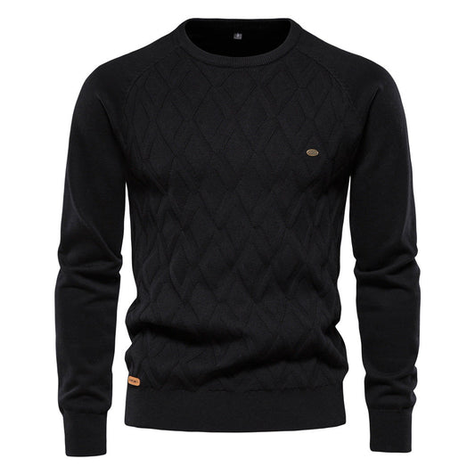 Herren Pullover Rundhals Einfarbig Langarm Gerader Schnitt – Baumwoll-Mischung