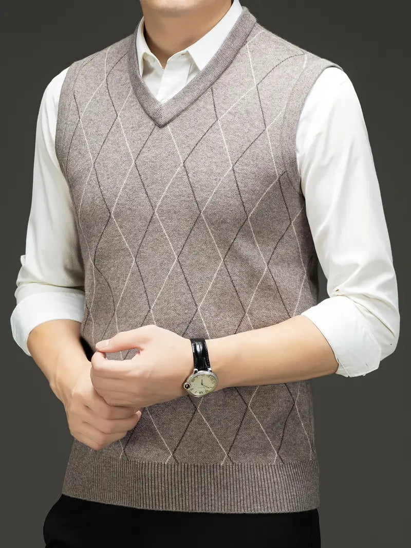 Herren Strick-Bodywarmer mit V-Ausschnitt, Slim Fit