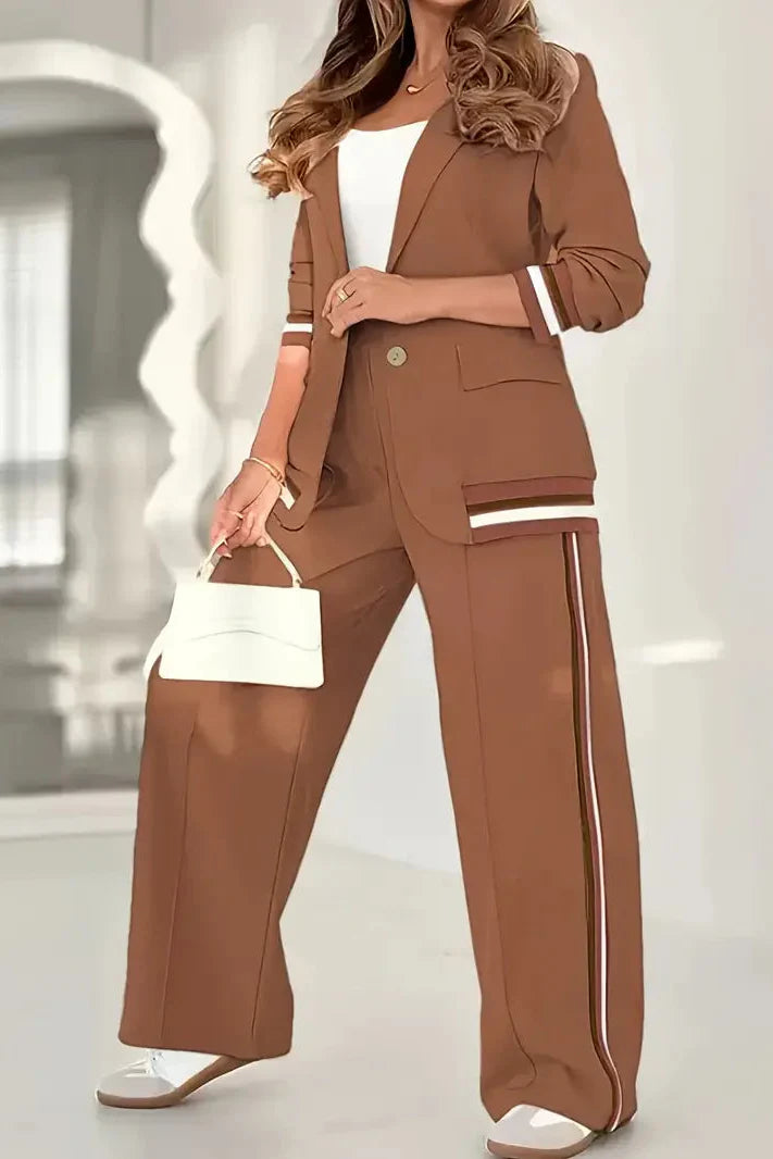 Women's Lounge Set Zipper Top and Straight Pants