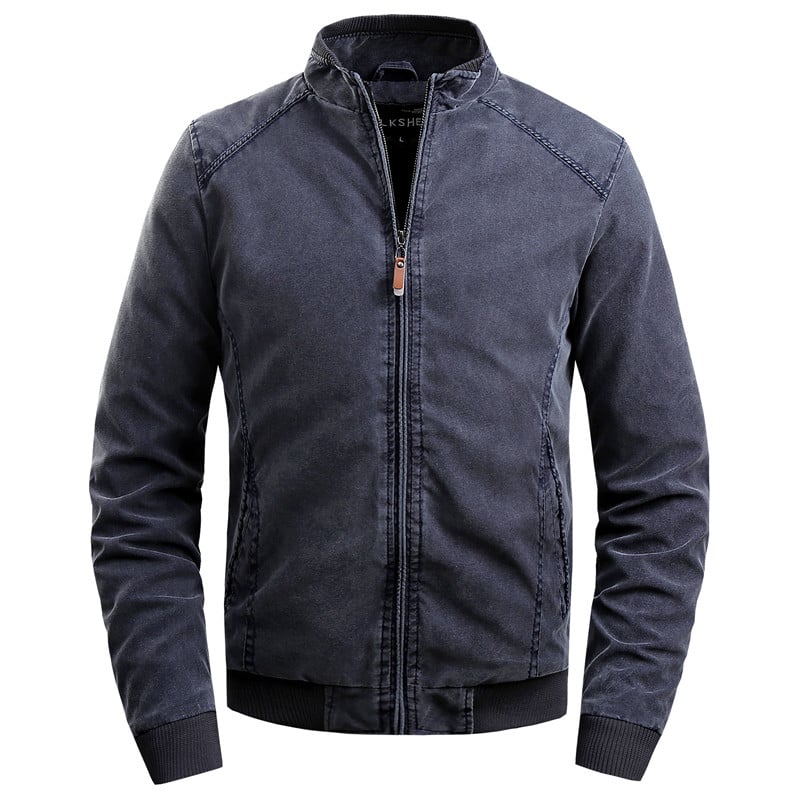 Men's winter coat with stand-up collar and zipper