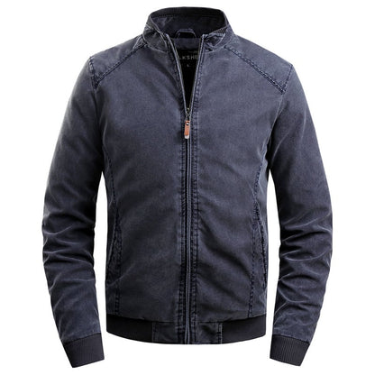 Men's winter coat with stand-up collar and zipper