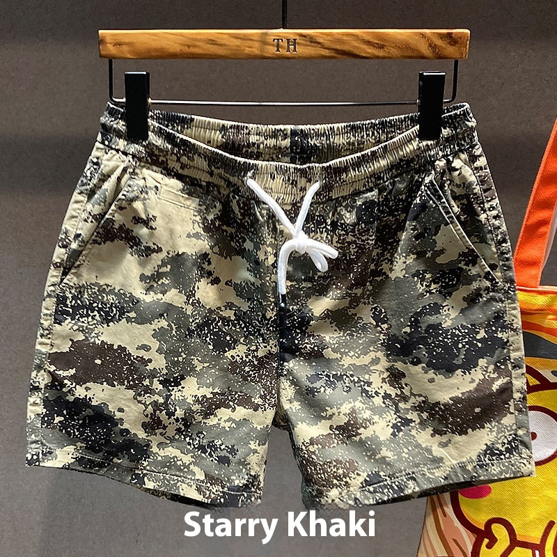 Herren Cropped Shorts, Gerader Schnitt, Lockeres Design, Farbblock
