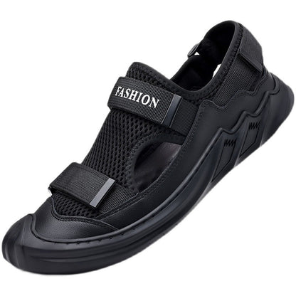 Herren-Sommersandalen, Geschlossene Zehenpartie, Obermaterial Aus Mesh, Klettverschluss, Gummisohle