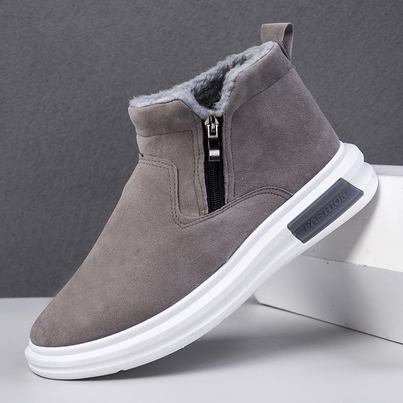 Herren Winterstiefeletten mit Seitlichem Reißverschluss und Flacher Gummisohle