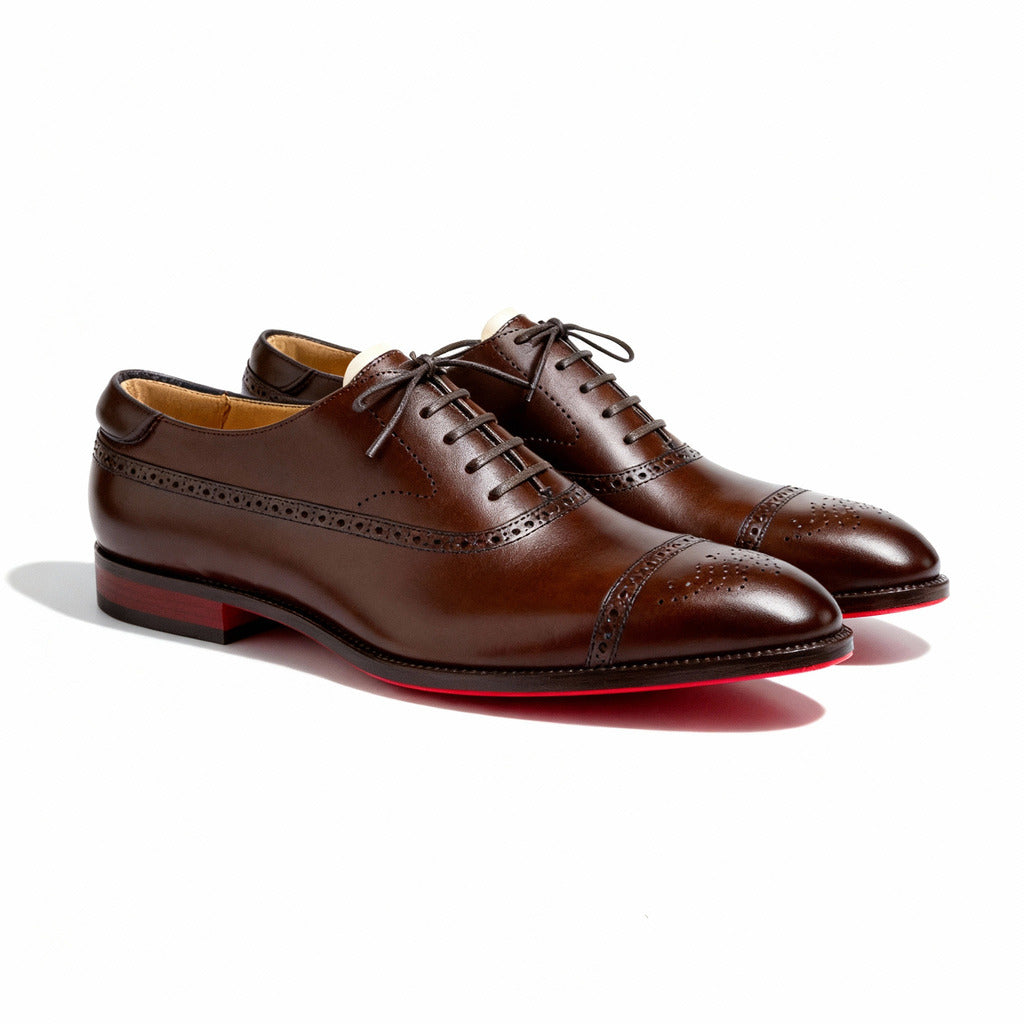 Herren-Oxfordschuhe Mit Brogue-Detail, Schnürschuhe, Formelle Schuhe In Lederoptik