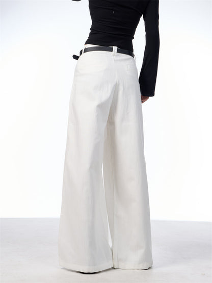 Damenhose mit hohem Bund, geradem Bein und weitem Bein – Retro-Design