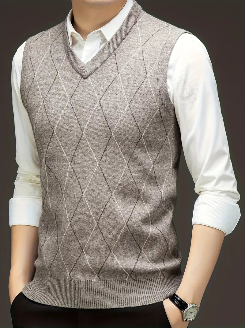 Herren Strick-Bodywarmer mit V-Ausschnitt, Slim Fit