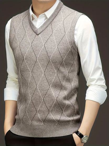 Herren Strick-Bodywarmer mit V-Ausschnitt, Slim Fit