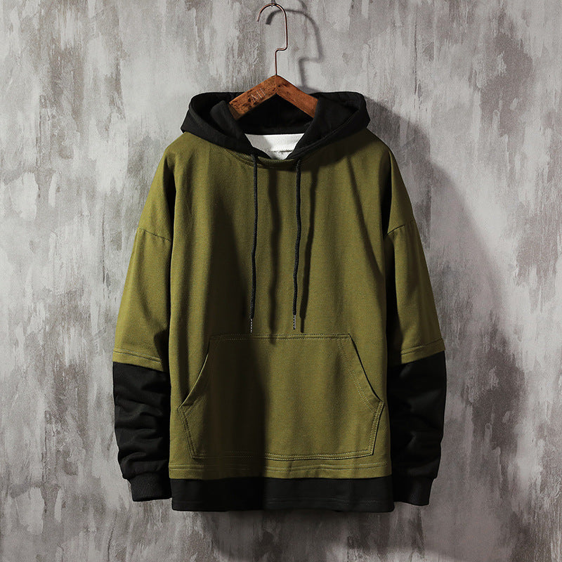 Herren Frühjahrs Hoodie Doppel Lagen Design Langarm Lockerer Schnitt – Baumwoll-Mischung