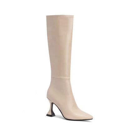 Damen Overknee Stiefel mit spitzer Spitze und Stiletto Absatz – PU Look