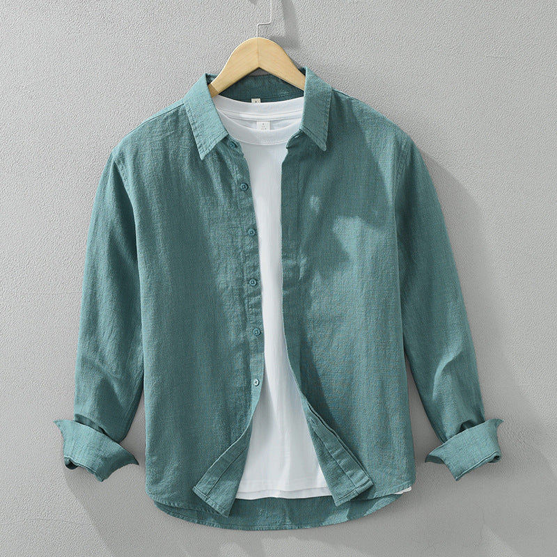 Men's Long-Sleeve Shirt with Loose Fit and Open Front