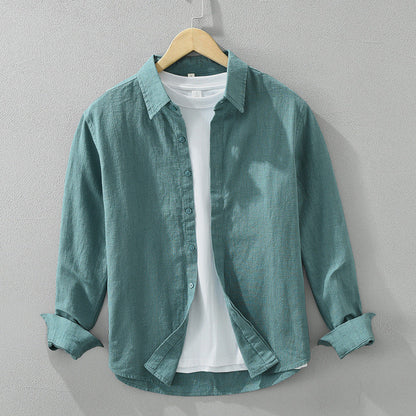 Men's Long-Sleeve Shirt with Loose Fit and Open Front