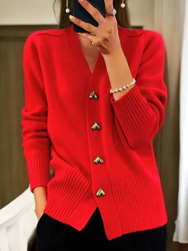 Women's Autumn Cardigan Buttons Long Sleeves Yarn Knit