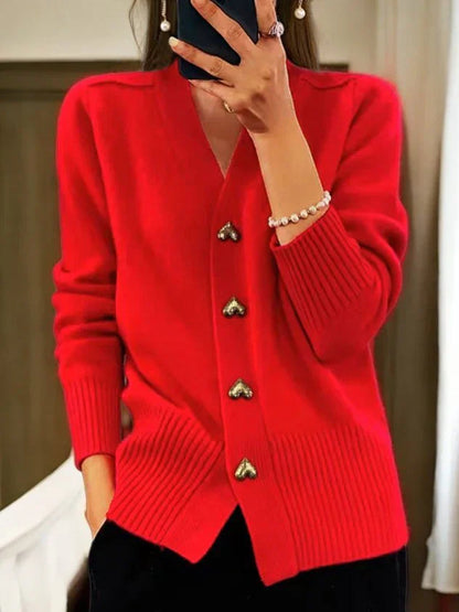 Women's Autumn Cardigan Buttons Long Sleeves Yarn Knit