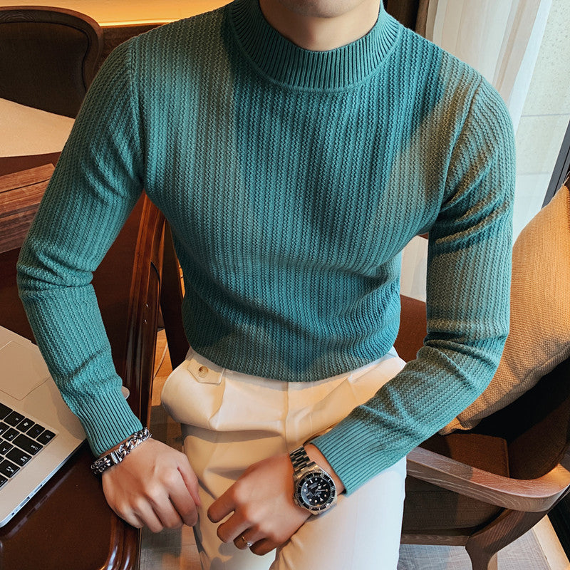 Men's Sweater Solid Color Classic Collar Long Sleeve – Cotton Blend