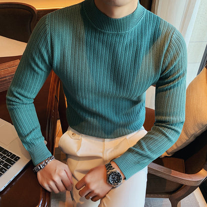 Men's Sweater Solid Color Classic Collar Long Sleeve – Cotton Blend