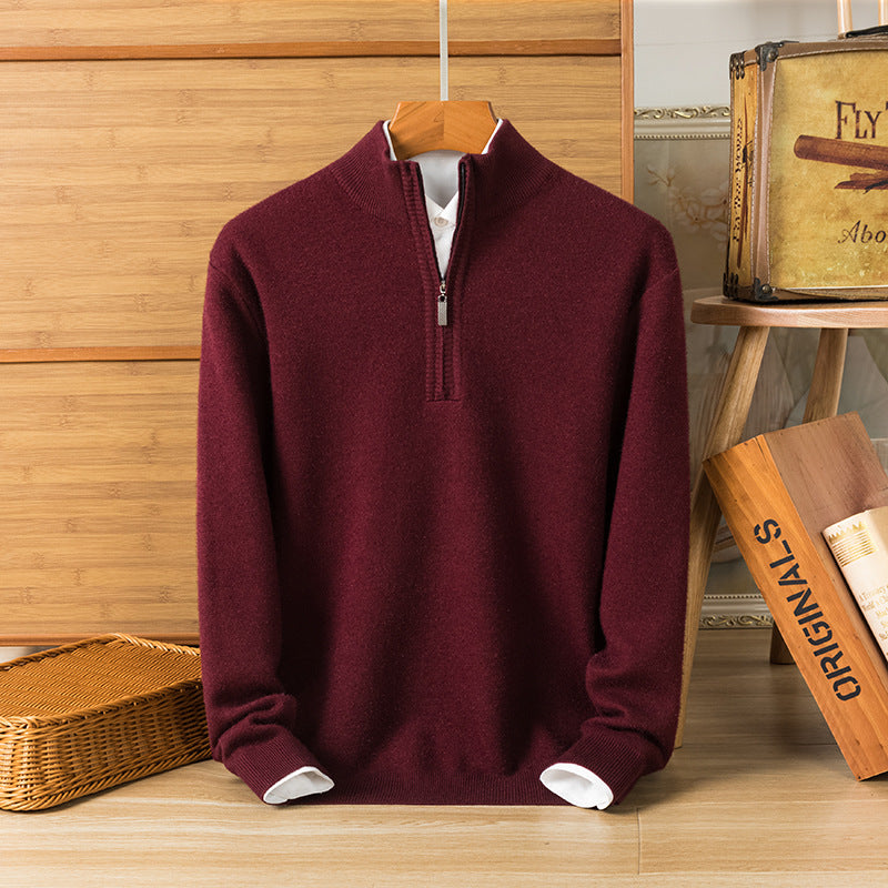 Men's Thick Knit Sweater Long Sleeve Crew Neck – Wool Blend
