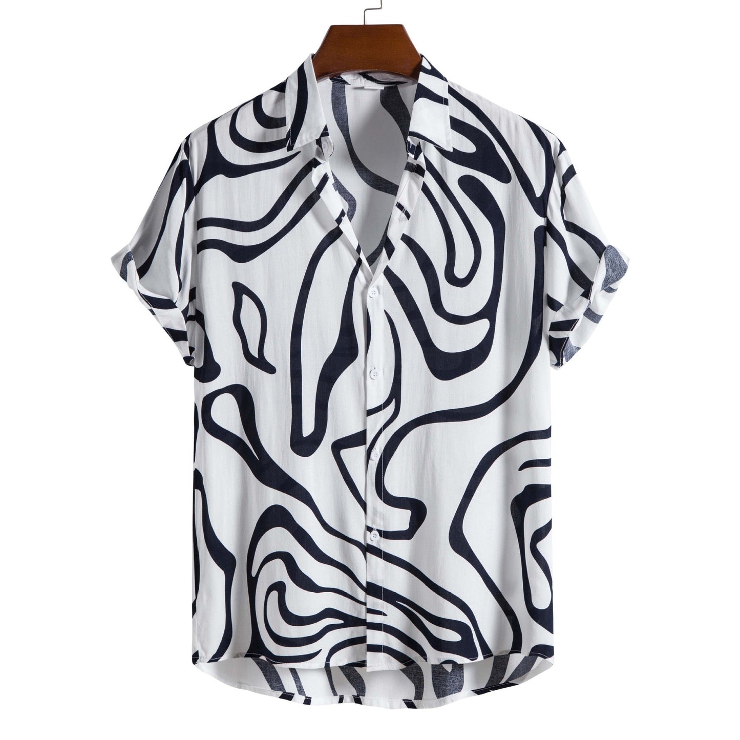 Herren Plus Sommer Kurzarm-Cardigan Mit Geometrischem Print, Grün, Hellgrün