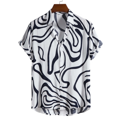 Herren Plus Sommer Kurzarm-Cardigan Mit Geometrischem Print, Grün, Hellgrün