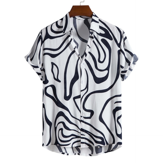Herren Plus Sommer Kurzarm-Cardigan Mit Geometrischem Print, Grün, Hellgrün