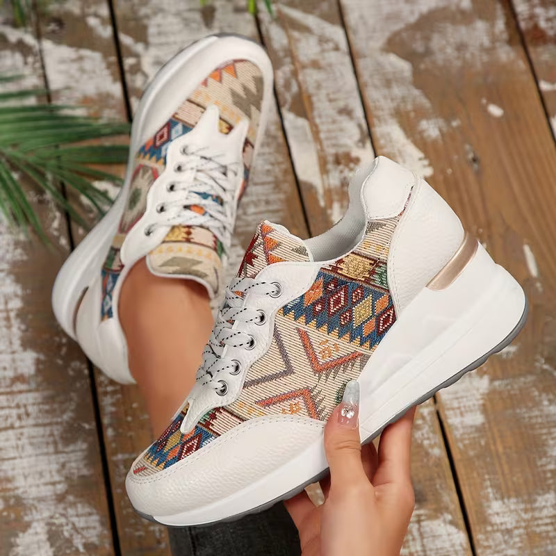 Women's lace-up shoes with wide toe box and orthopedic support