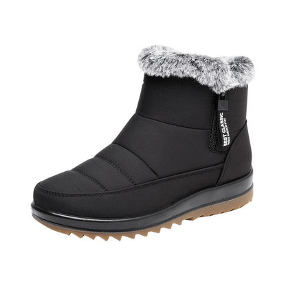 Women's Winter Ankle Snow Boots With Side Zipper And Plush Fleece Lining