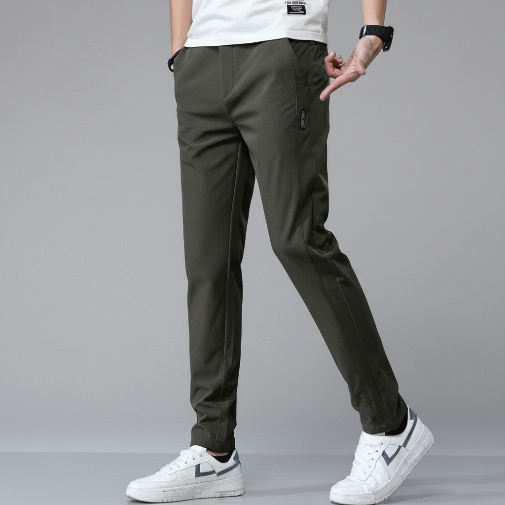 Herren Tapered Hose mit Elastischem Bund – Knitterfreies Design