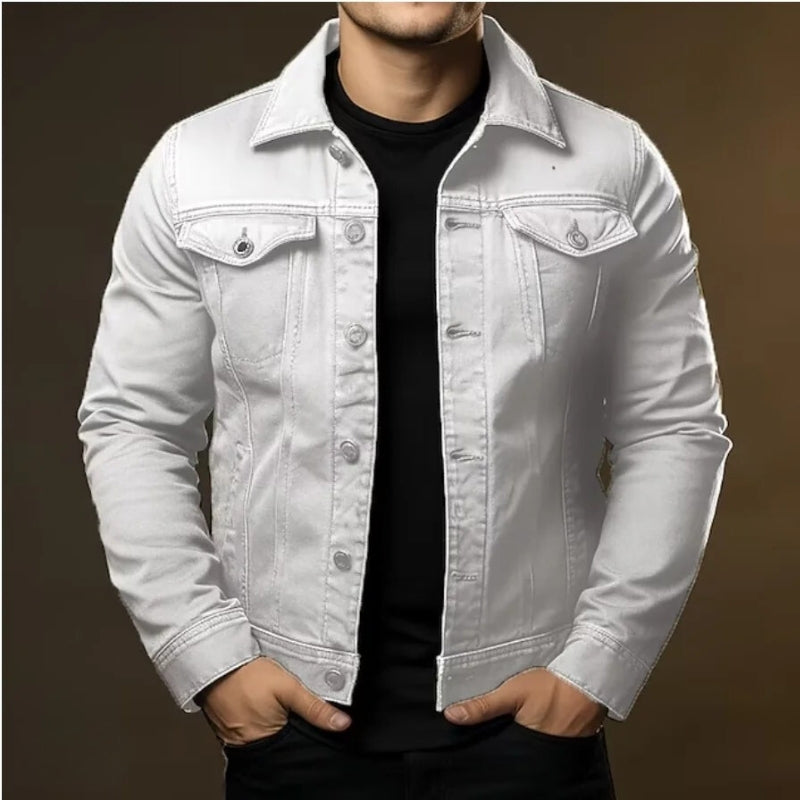 Men's jacket made of denim blend fabric Solid color - Denim blend