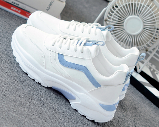 Women's Lace-Up Sneakers with Rounded Toe and Flat Sole