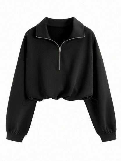 Langarm Sweatshirt Mit Reissverschluss Aus Baumwollmischung