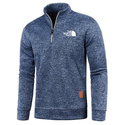 Blauer The North Face Herren-Pullover mit Reißverschluss, langärmelig, aus Fleece, ideal für Outdoor-Aktivitäten und Freizeitmode.