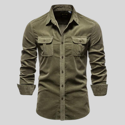 Herren Cordhemd Langarm Button-Up