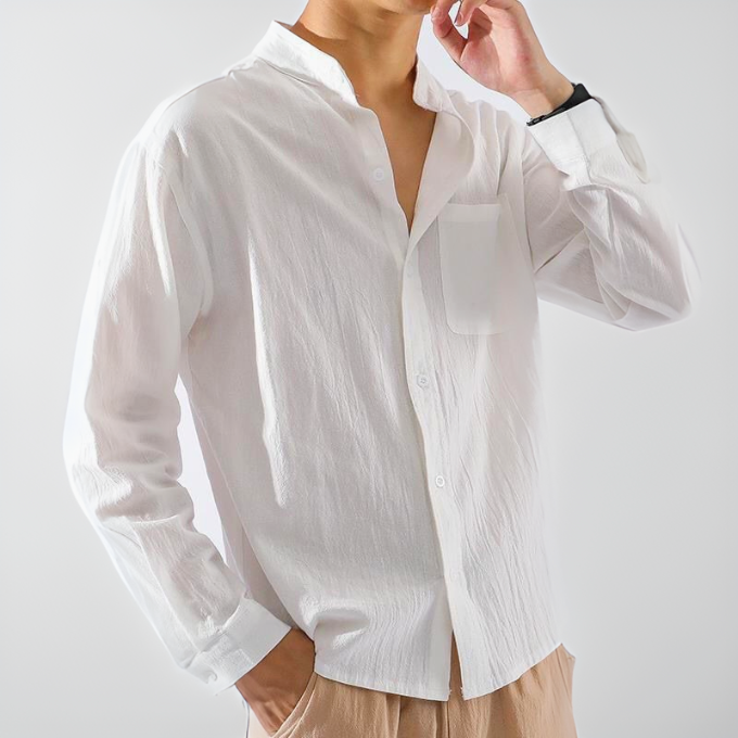 Herren-Sommerhemd mit Knopfleiste, lockerer Passform und leichtem Design