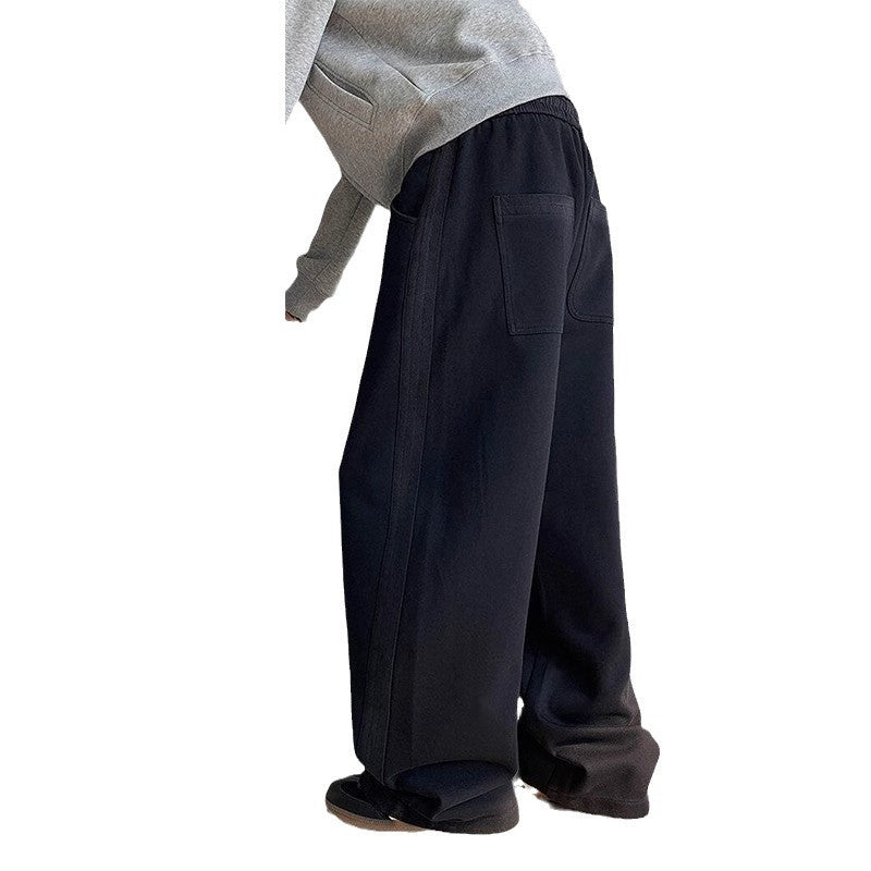 Herren-Hose Im Retro-Stil, Gerade Geschnitten, Mittelhoch Geschnitten, Einfarbig
